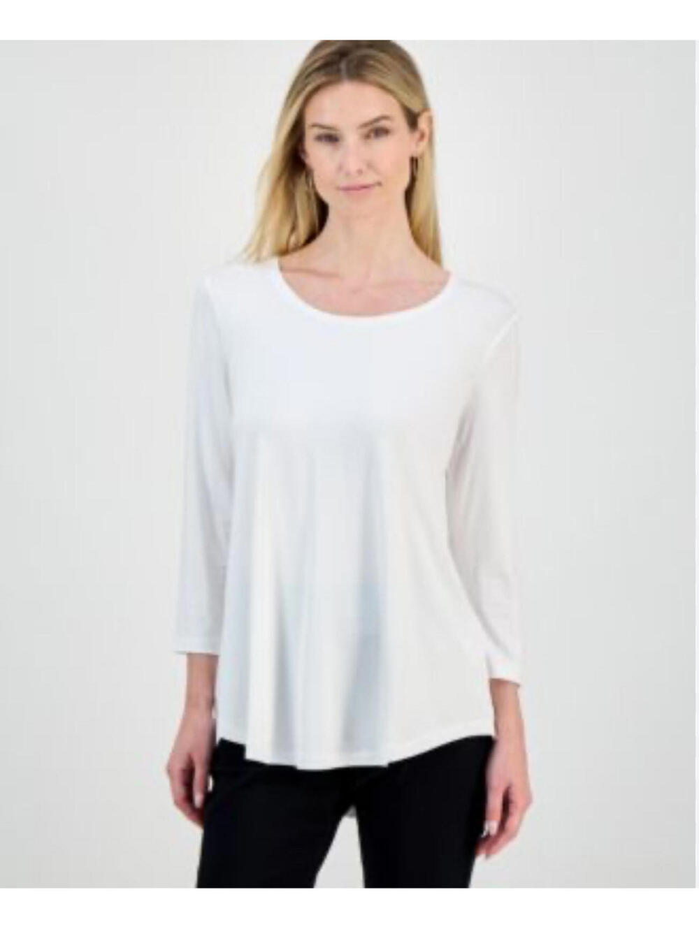 JM Collection White Casual Long Sleeve Tunic Top size L